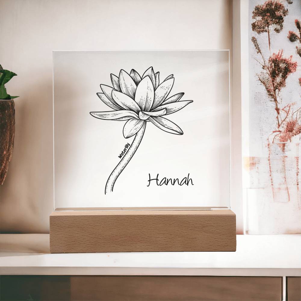 Personalized Birth Month Flower | Acrylic Square Plaque