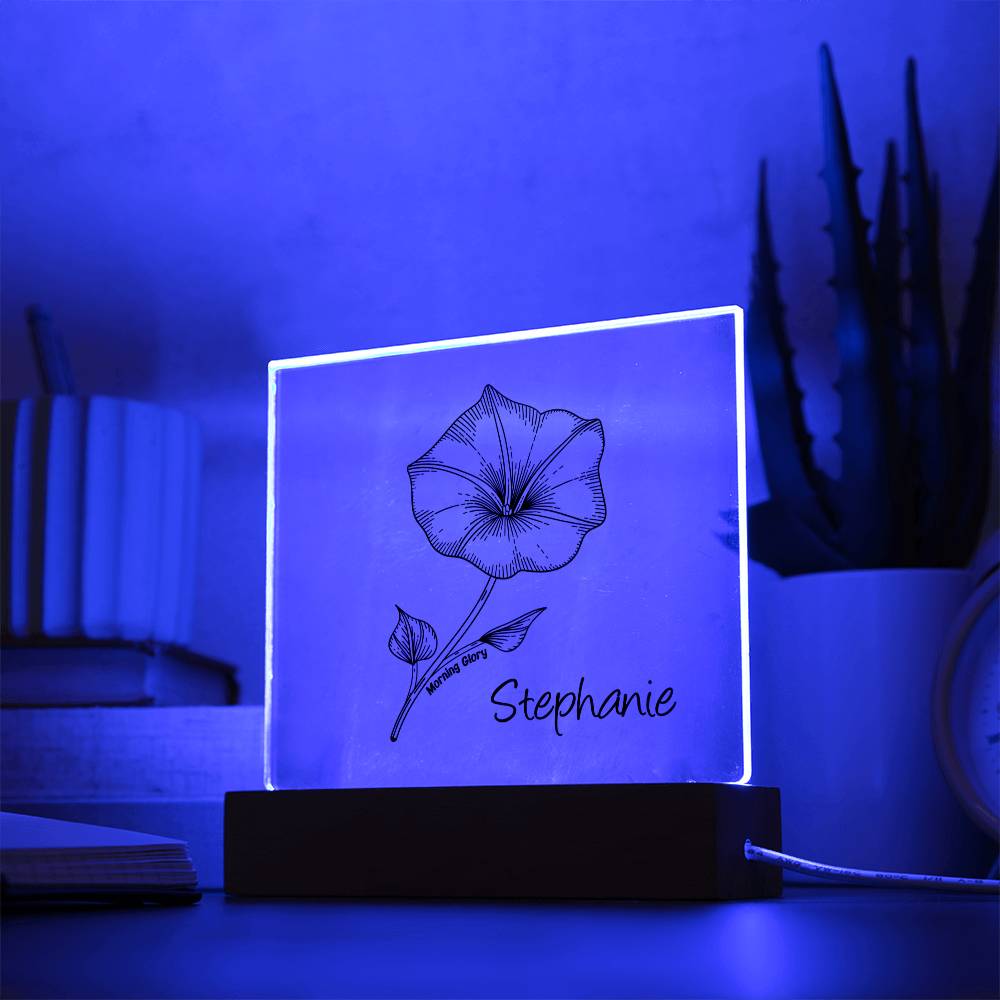 Personalized Birth Month Flower | Acrylic Square Plaque