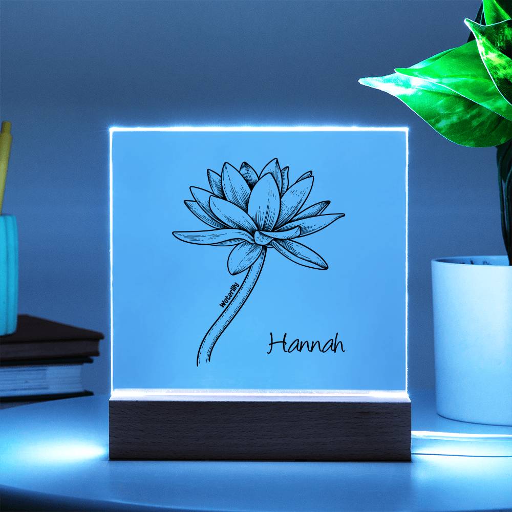 Personalized Birth Month Flower | Acrylic Square Plaque