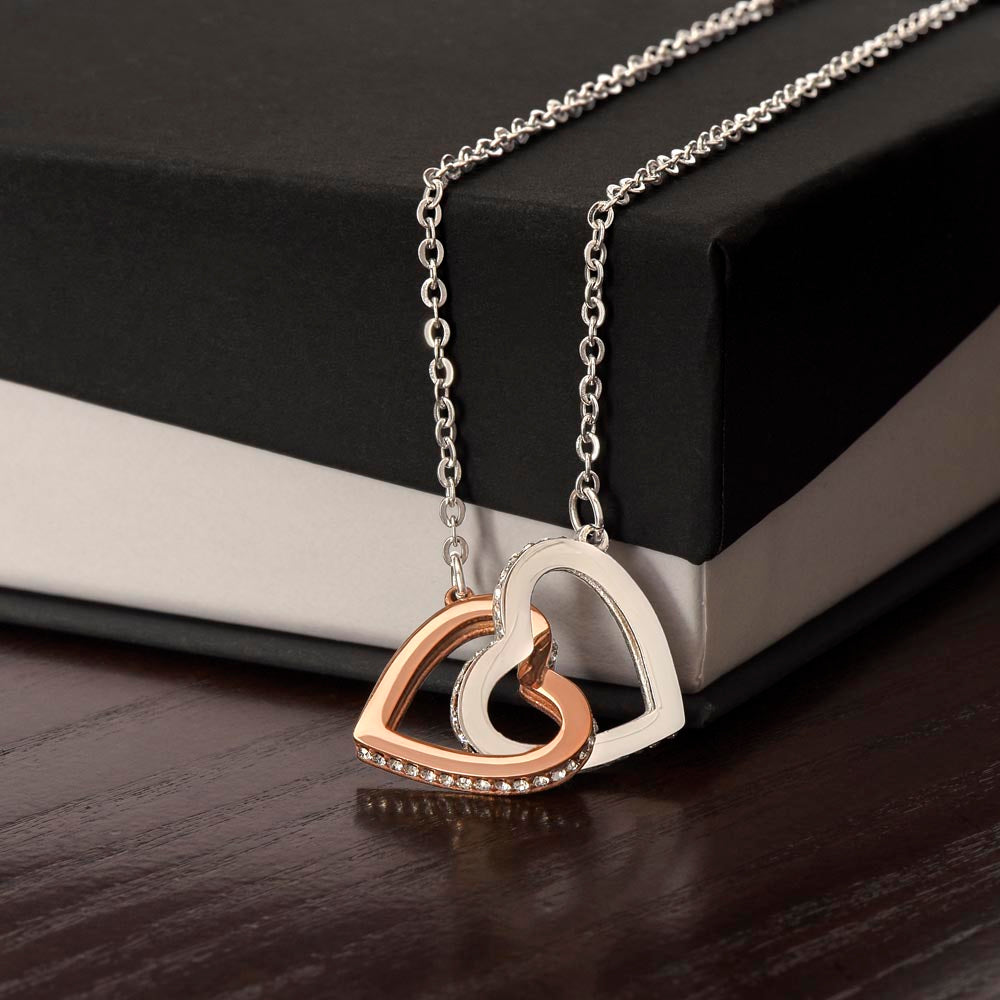 To My Granddaughter; Customized Signature | Interlocking Hearts Necklace